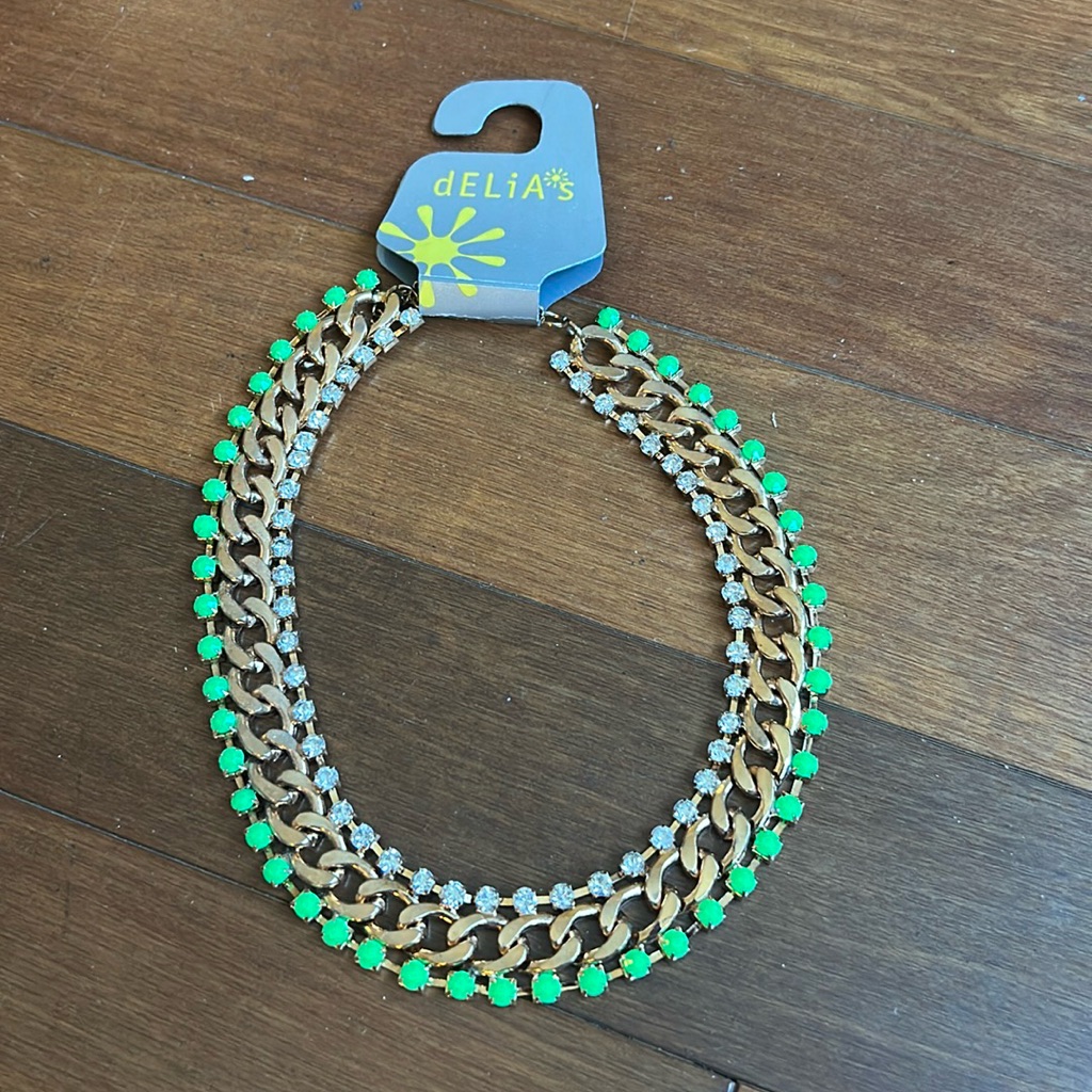 Delia’s Green Gold Statement Necklace New